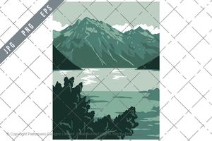 Lake Clark National Park and Preserve in Anchorage Alaska United States WPA Poster Art Color