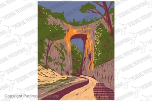 Natural Bridge State Park with a Natural Arch in Rockbridge County Virginia WPA Poster Art EPS JPG