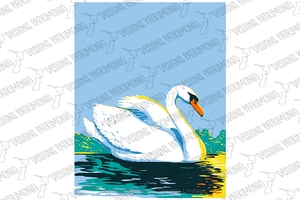 Mute Swan or Cygnus Olor Swimming in Lake Viewed from Side WPA Poster Art