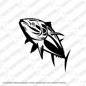 Atlantic Bluefin Tuna Swimming Up Retro Black and White