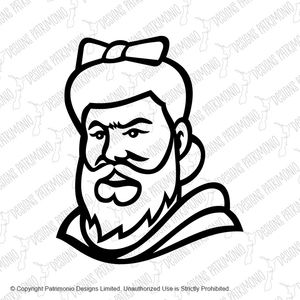 Head of a Bearded Lady Mascot Black and White