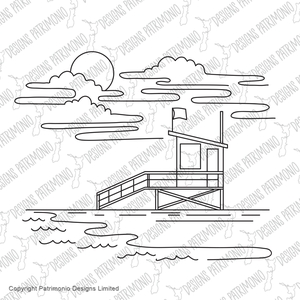 Lifeguard Tower on Venice Beach Los Angeles California Mono Line Art