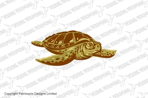 Kemp&#x27;s Ridley Sea Turtle or Atlantic Ridley Sea Turtle Front View WPA Art