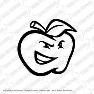 Angry Red Apple Looking to Side Mascot Black and White