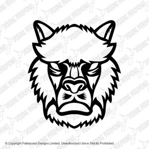 Angry Alpaca or Llama Head Mascot Black and White