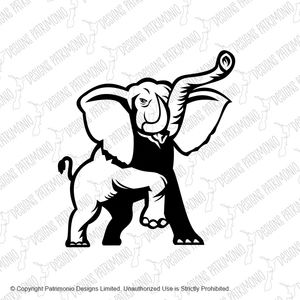 African Elephant Loxodonta African Bush Elephant or African Forest Elephant Prancing Stencil Black