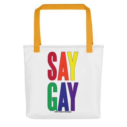 Say Gay rainbow tote
