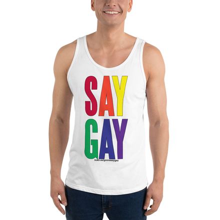 Say Gay rainbow tank