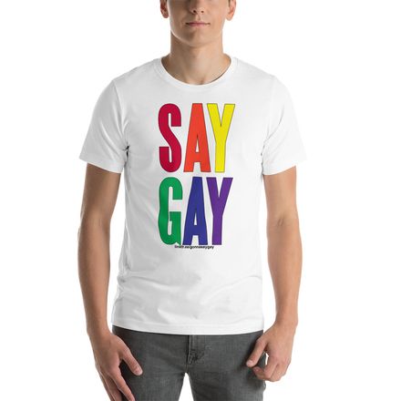 Say Gay rainbow tee