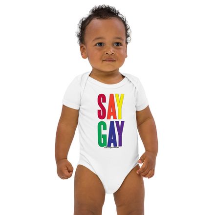 Say Gay rainbow baby bodysuit