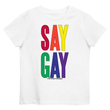 Say Gay rainbow kids tee