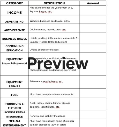 Tax Deductions Form