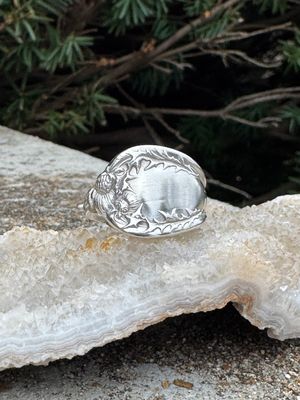 RARE Thistle Spoon Ring – Size 8.5 Silverplate (Simmons Hardware Co., 1906)