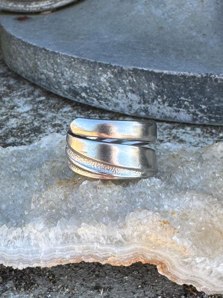 Minimalist Wrap Spoon Ring – Size 7.5 Stainless Steel (American Stainless)