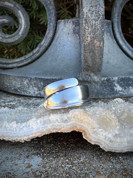 Minimalist Wrap Spoon Ring – Size 10.5 Stainless Steel (1970s Dixon Steel Smiths)