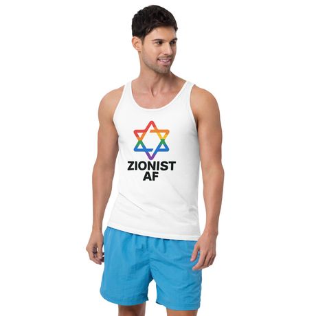 Zionist AF LGBTQ+ Pride Tank (Black Text)