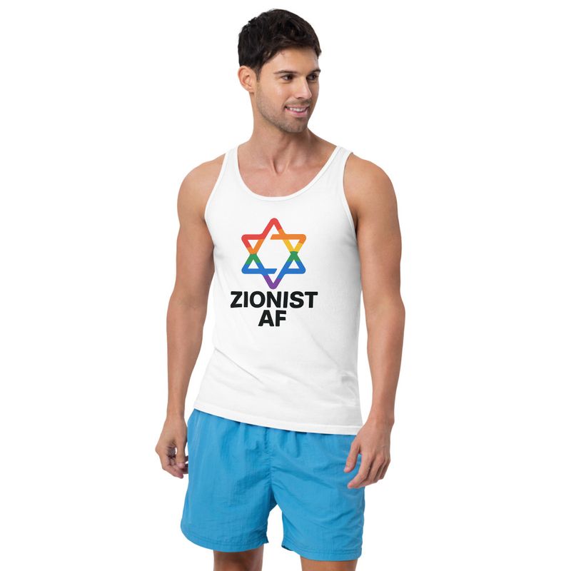 Zionist AF LGBTQ+ Pride Tank (Black Text)