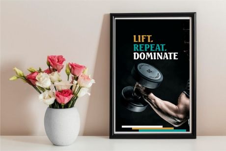 Lift. Repeat. Dominate. – Motivational Gym Wall Art (5 Design Variations, Digital Download)