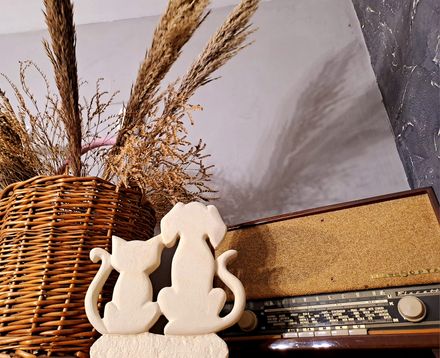 Gatto e Cane "Pongo e Peggy" - Complemento d'Arredo in Pietra Leccese