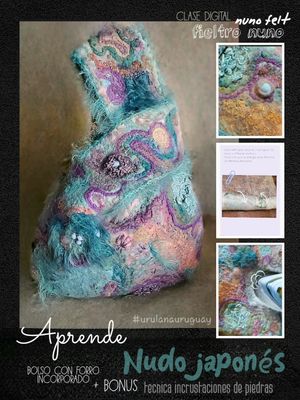 Tutorial course clase of nuno felting bag &quot;Japanese knot &quot;