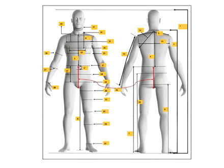 Mens Avatar Body Measurements Chart | Size 38