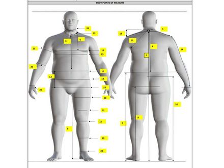 Avatar Body Measurements Men Size 50