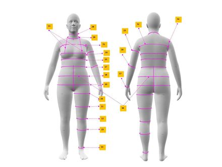 Women&#x27;s 3D Avatar Body Measurement Chart | Size 14 (Bust 40.25&quot; | 102.24 cm) 