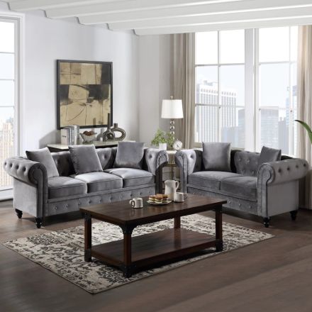 Classy Velvet Living Room Furniture Set