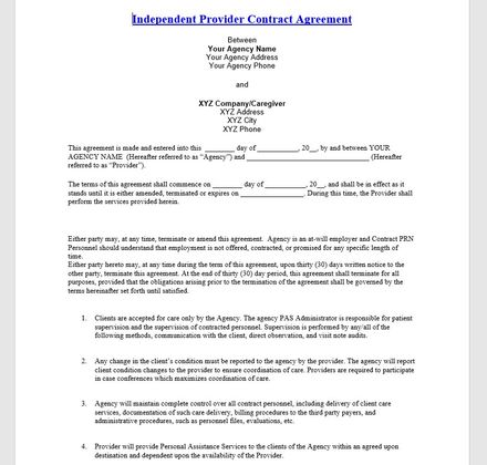 Independent Provider Contract Agreement