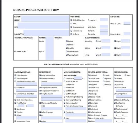 Electronic Nursing Progress Report Form
