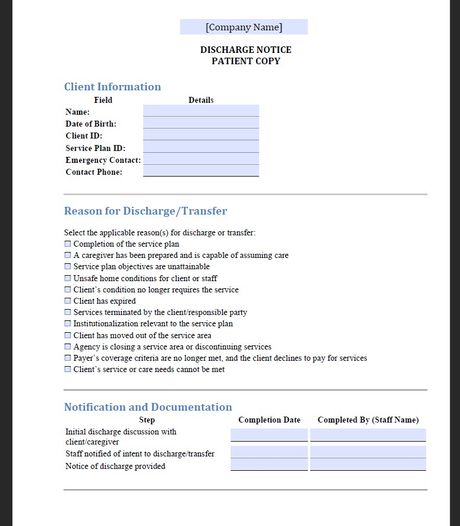 📋 Orderly Transfer and Discharge Form 📋