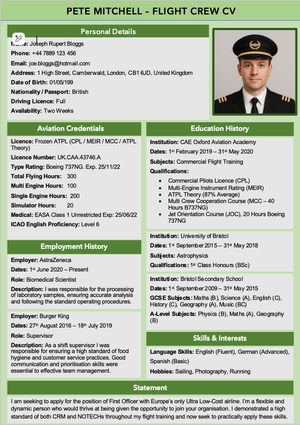 Generic Pilot CV Template 3