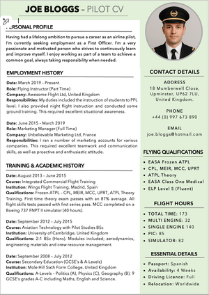 Generic Pilot CV Template 1