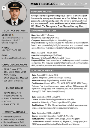 Generic Pilot CV Template 7