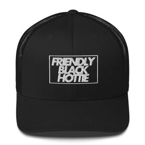 "Friendly Black Hottie" Box Retro Trucker Hat | Yupoong 6606 Retro Trucker Hat