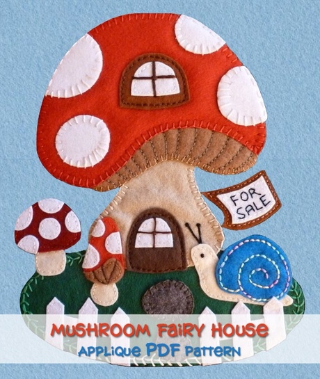 Mushroom House Applique PDF Pattern