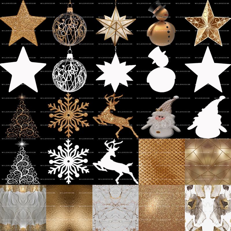 GOLD CHRISTMAS ORNAMENTS 