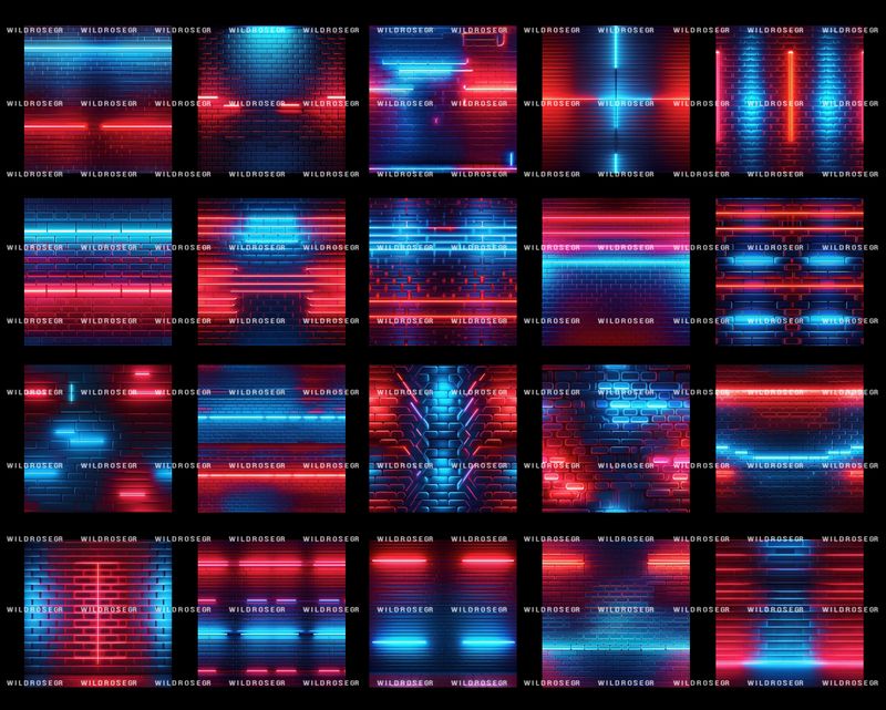 NEON BRICK WALLS BLUE- RED