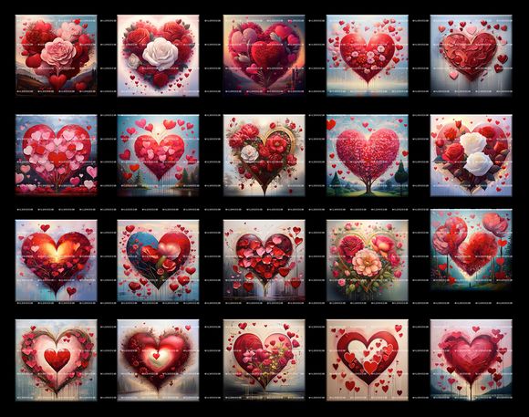 VALENTINES ART PAINTINGS &quot;HEART AND ROSES&quot;