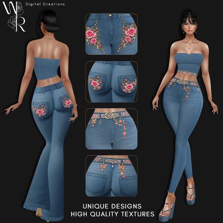 IMVU JEANS TEXTURES - PINK ROSE EDITION
