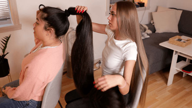VIDEO - The longest ponytails Celina has ever made