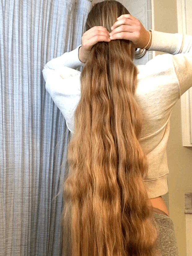 PHONE VIDEO - Serafina brushing out a braid