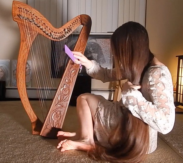 VIDEO - The long haired harpist