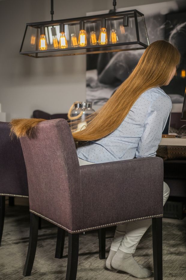 PHOTO SET - Brunette office Rapunzel photoshoot