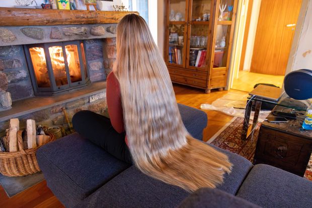 PHOTO SET - Extremely perfect blonde hair by the fireplace photoshoot