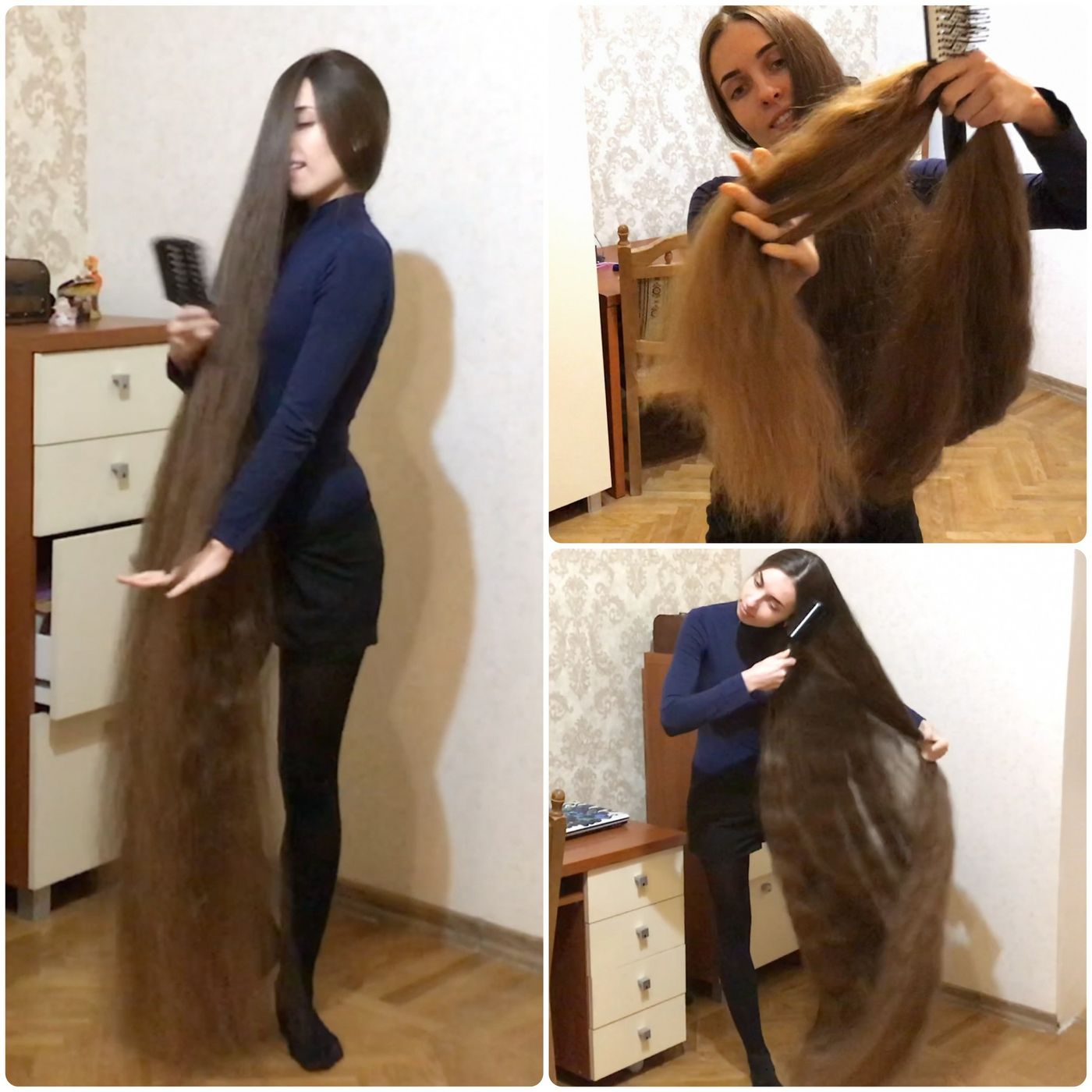 VIDEO - Extreme floor length hair play with friend