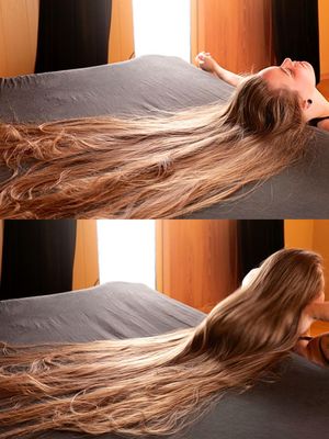 VIDEO - Silky hair display on bed