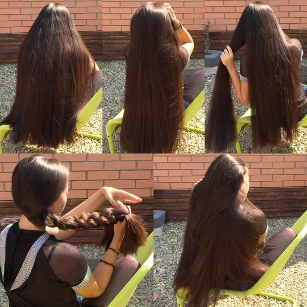 VIDEO - Superthick hairplay in chair outside