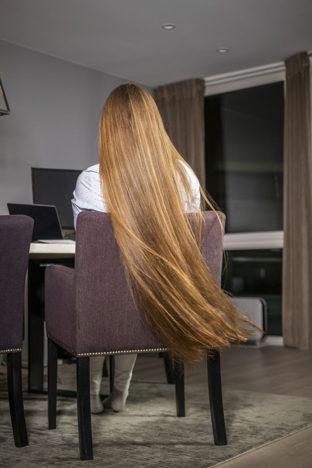 PHOTO SET - Brunette office Rapunzel photoshoot