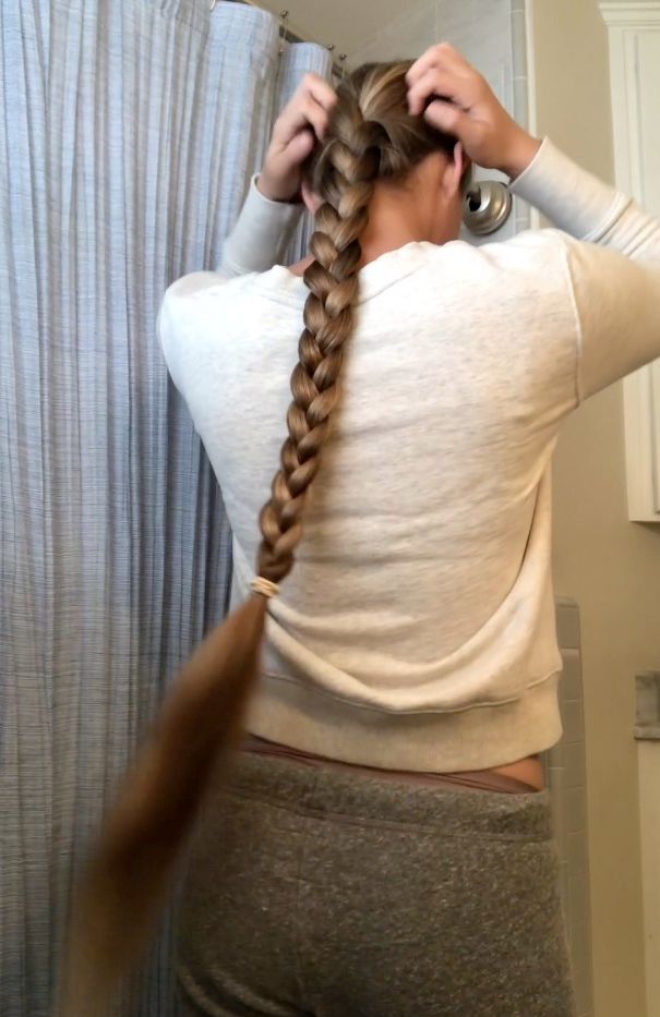 PHONE VIDEO - Serafina brushing out a braid